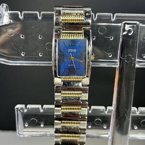 Vintage Waltham Prestige‎ Quartz Unisex Rectangle Watch Blue Dial Tested Working